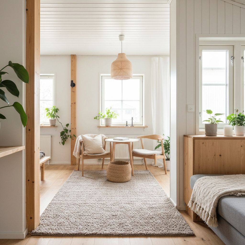 Cozy Scandinavian interior with natural wood accents